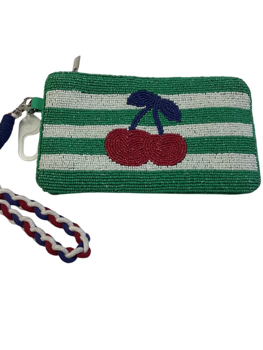 No Boundaries Women's Beaded Wristlet, Green Cherry Style, 8x5x.4"